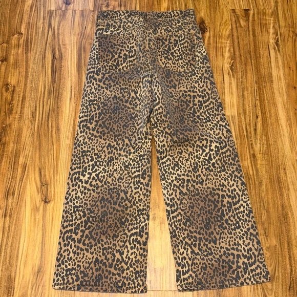 GAP women jeans 10 30 Leopard cheetah High Rise Wide Leg tan black washed muted - Picture 4 of 8